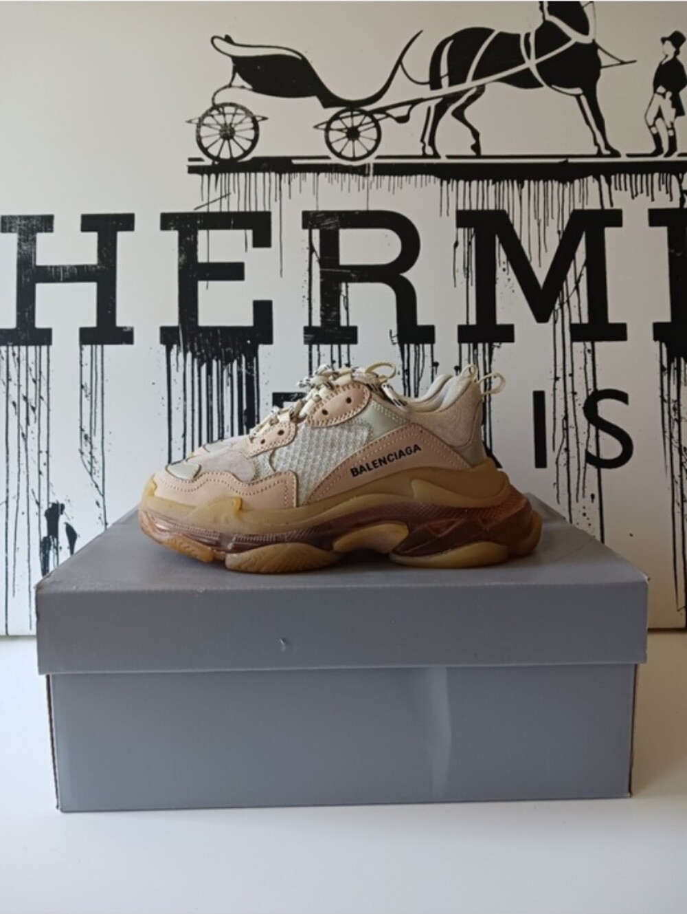 Balenciaga Triple S Sneaker in Cream, Tan & Caramel Size 36